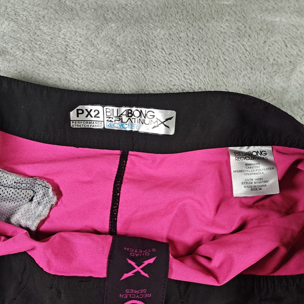 Billabong Board Shorts Men 36 Black Pink Platinum X PX2 Recycler Series Surf Y2K - Picture 3 of 10